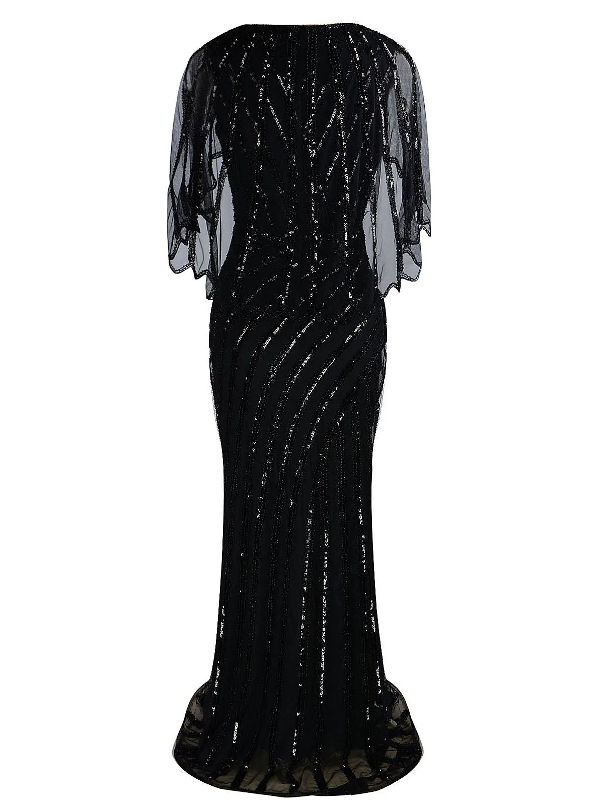1920s Mesh Sequined Cape Maxi Dress sold by Retro Stage product image thumbnail 4