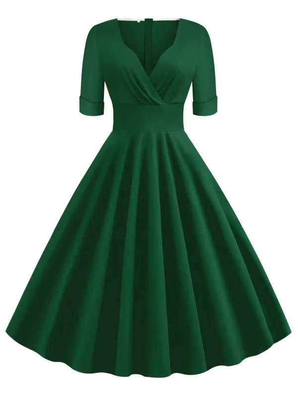 1950s Solid Sweetheart Fold Swing Dress sold by Retro Stage