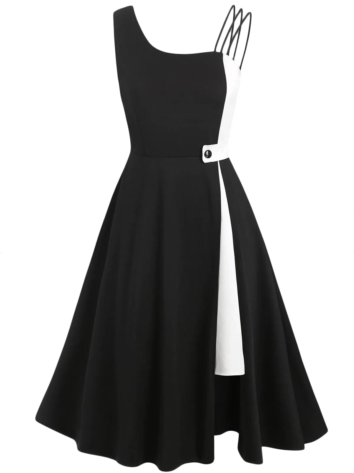 Black 1950s Solid Spaghetti Dress sold by Retro Stage