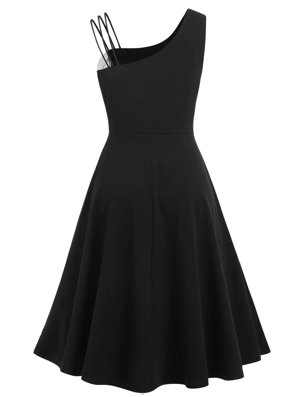 Black 1950s Solid Spaghetti Dress sold by Retro Stage product image thumbnail 5