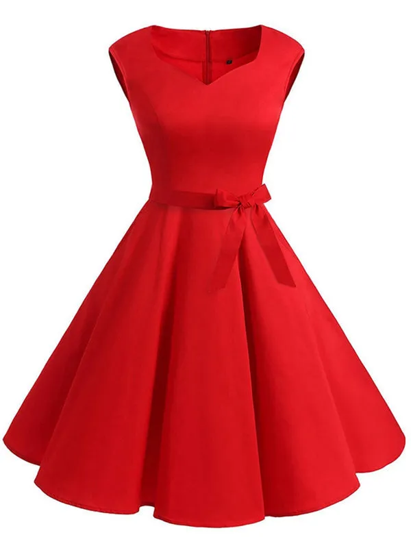 Red 1950s Sweetheart Swing Dress sold by Retro Stage