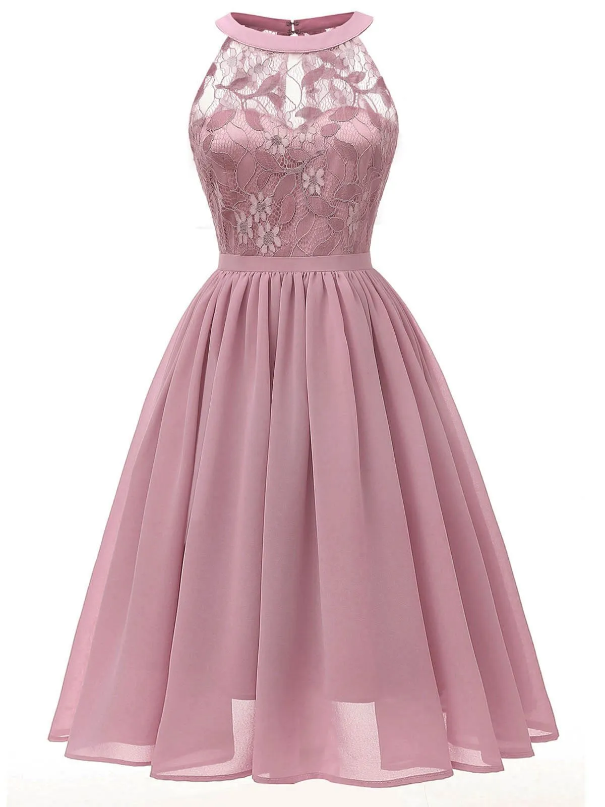 Pink 1950s Floral Lace Swing Dress sold by Retro Stage