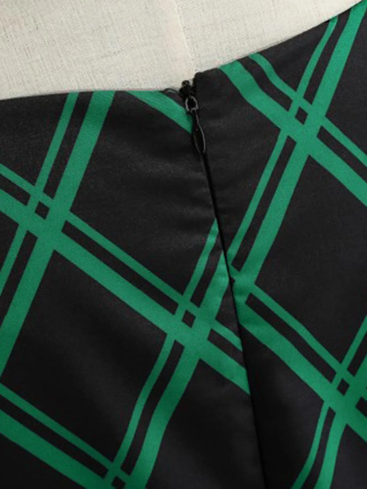 Green 1950s Plaid Belted Swing Dress sold by Retro Stage product image thumbnail 4