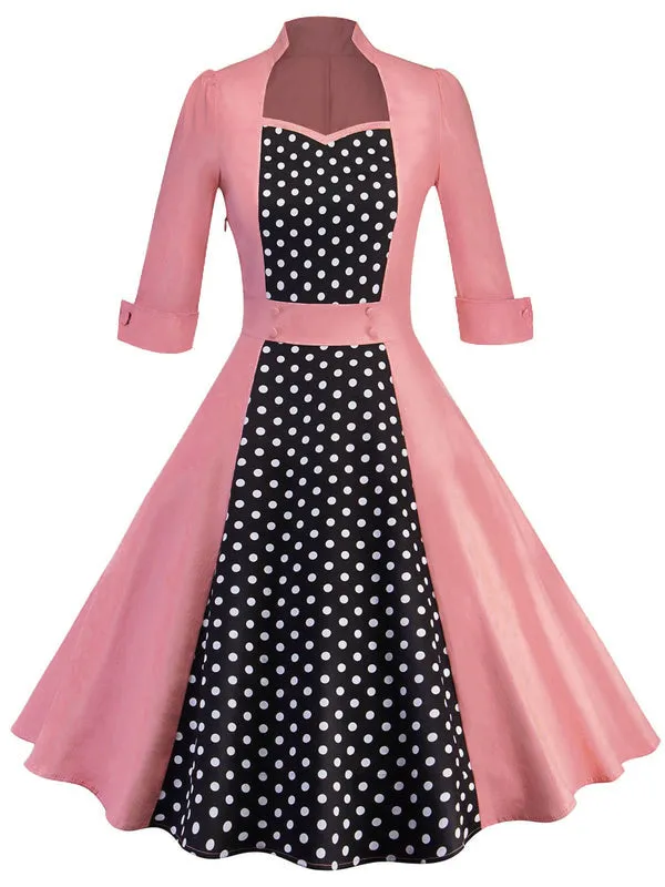 1950s Polka Dot Patchwork Dress sold by Retro Stage