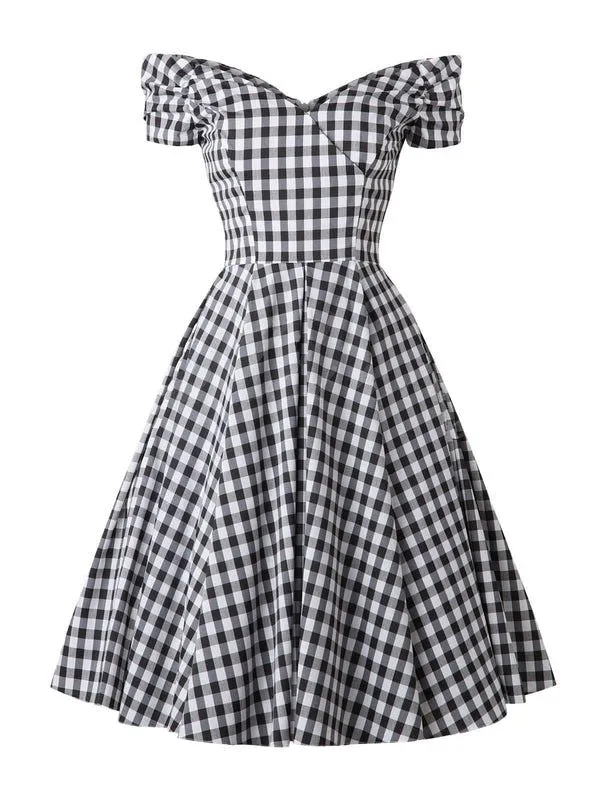Black 1950s Plaid Swing Dress sold by Retro Stage