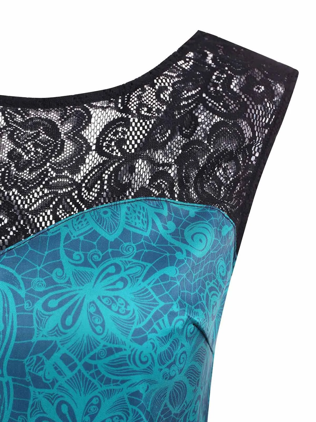 Blue 1950s Floral Sweetheart Swing Dress sold by Retro Stage product image thumbnail 3