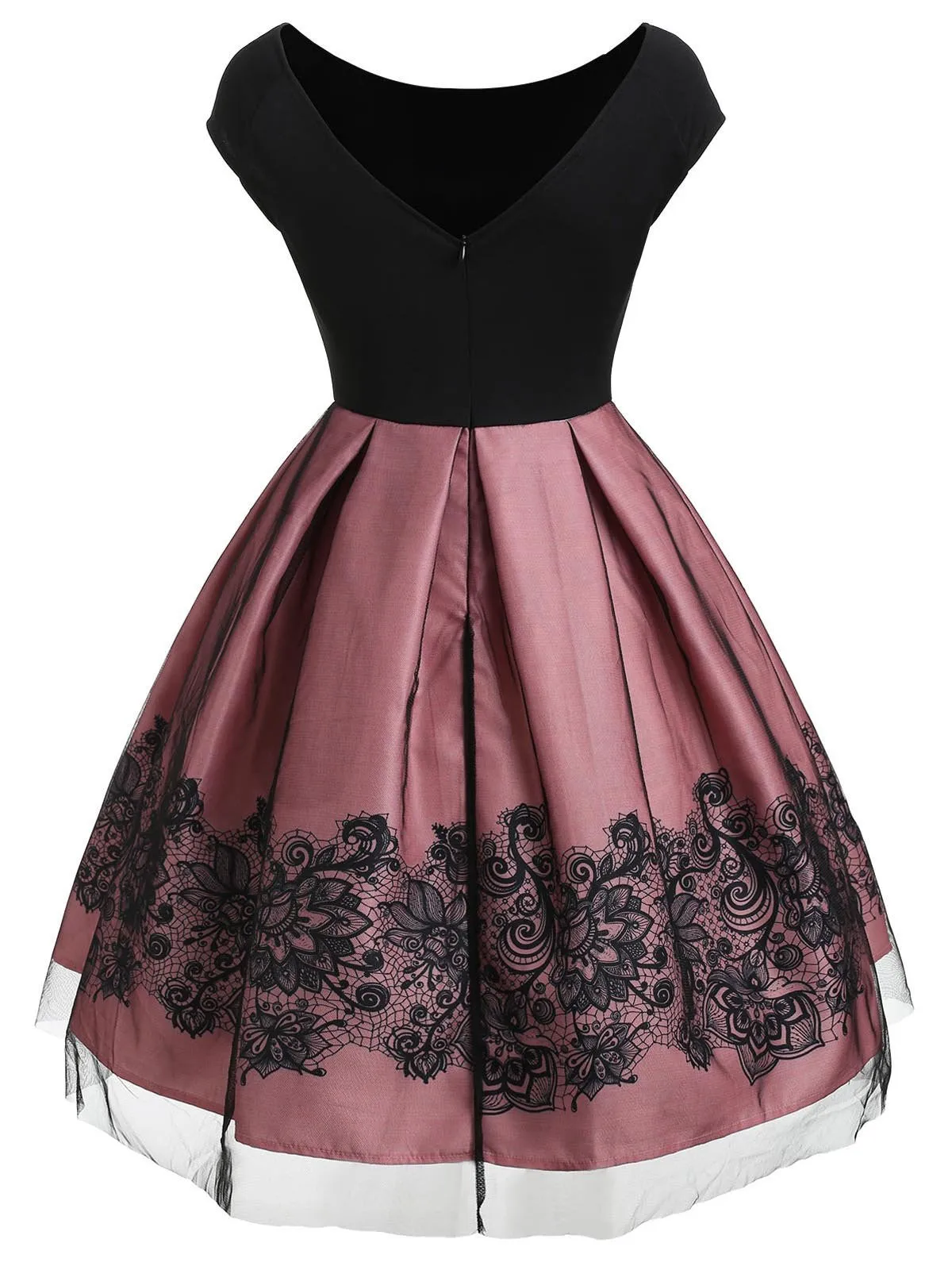 1950s Floral Print Off Shoulder Dress sold by Retro Stage product image thumbnail 2