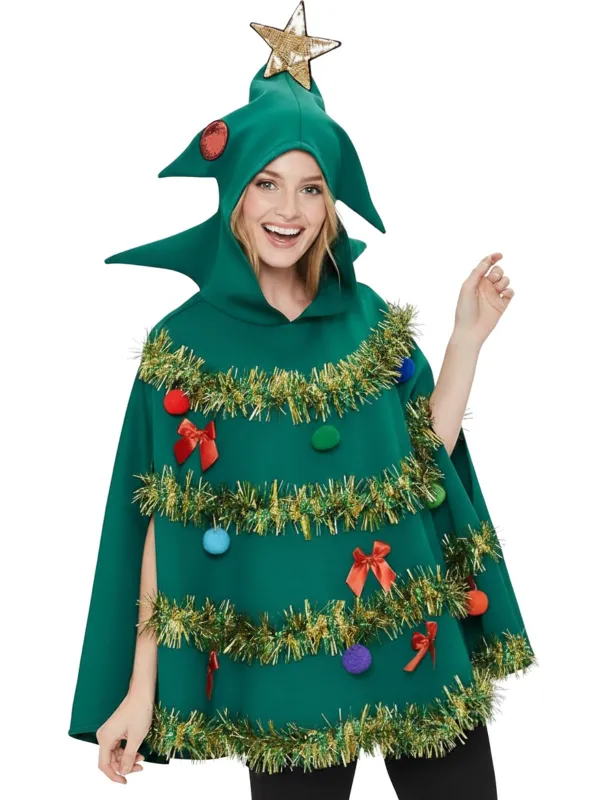 Green Christmas Tree 3D Embellished Hooded Cape sold by Retro Stage