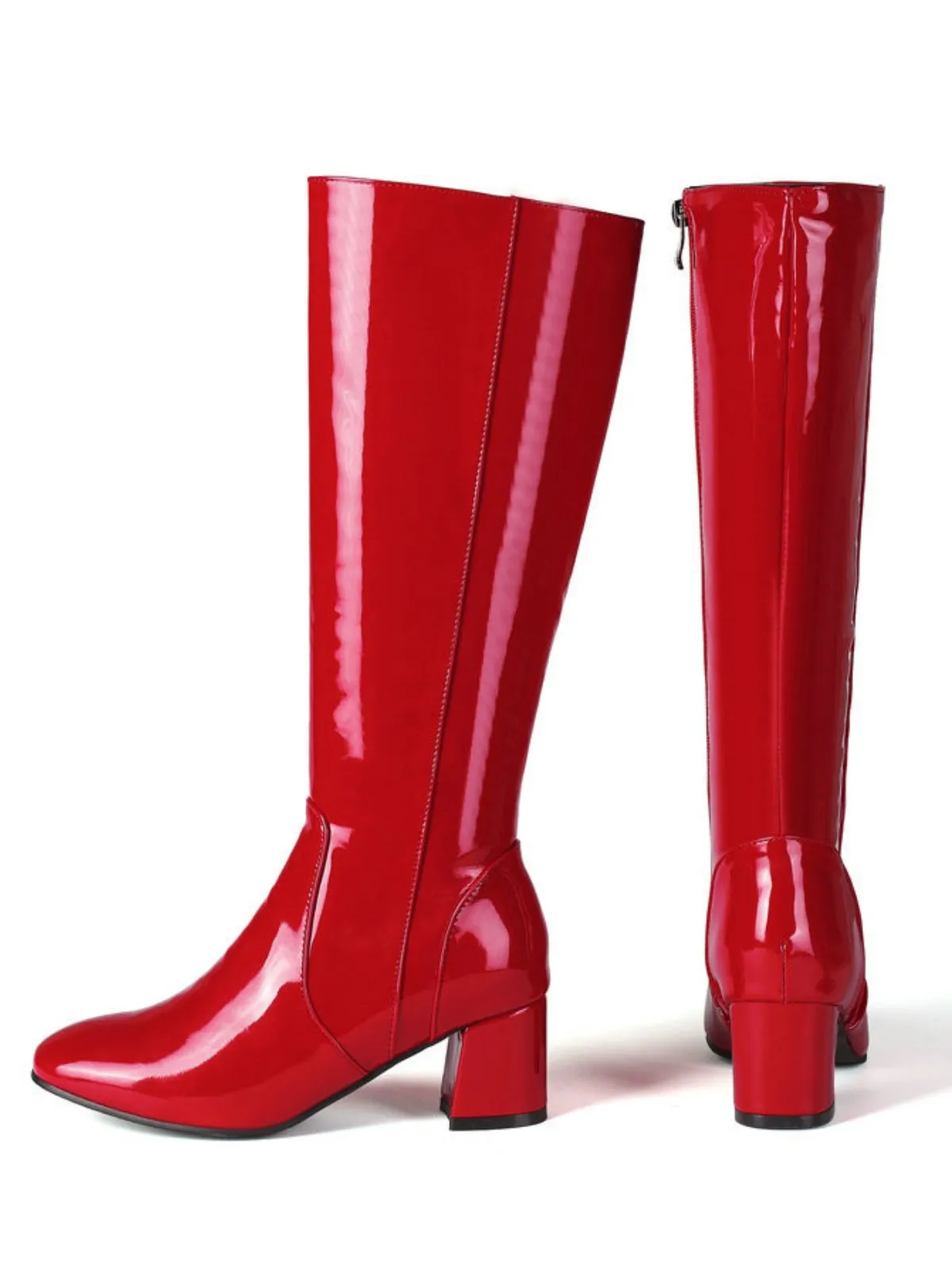 Vintage Patent Leather Block Heel Knee-High Boots sold by Retro Stage product image thumbnail 4