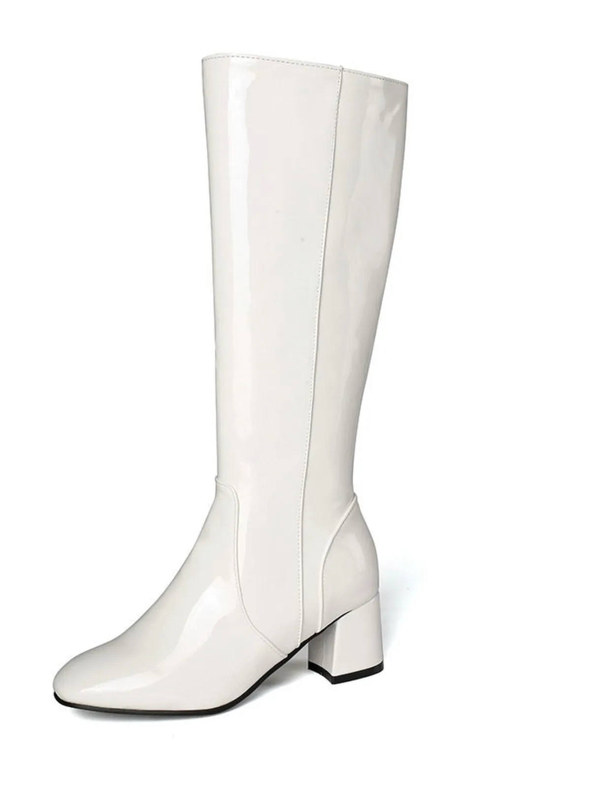 Vintage Patent Leather Block Heel Knee-High Boots sold by Retro Stage product image thumbnail 2