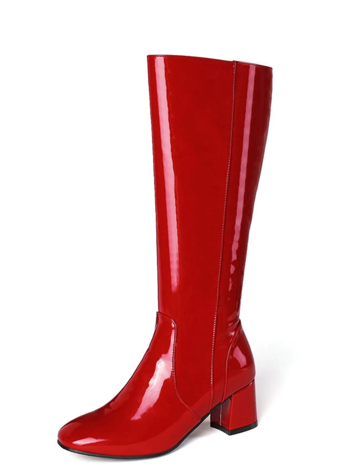 Vintage Patent Leather Block Heel Knee-High Boots sold by Retro Stage product image thumbnail 5