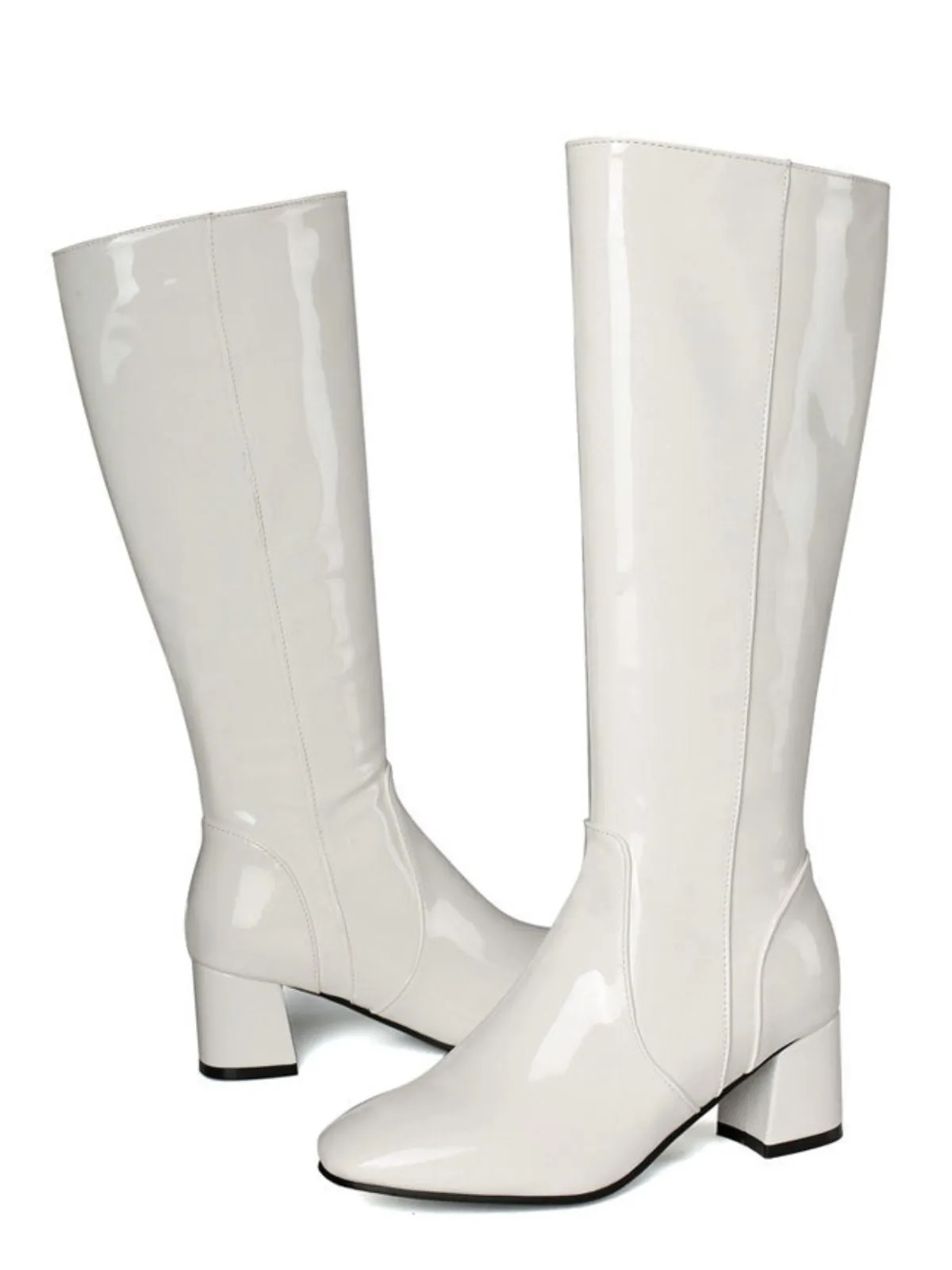 Vintage Patent Leather Block Heel Knee-High Boots sold by Retro Stage