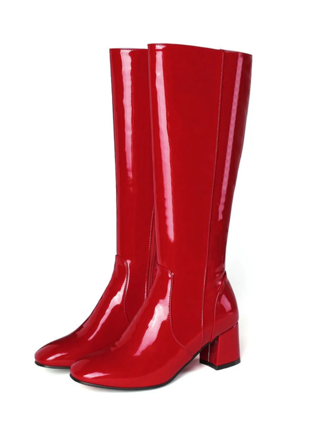 Vintage Patent Leather Block Heel Knee-High Boots sold by Retro Stage product image thumbnail 3