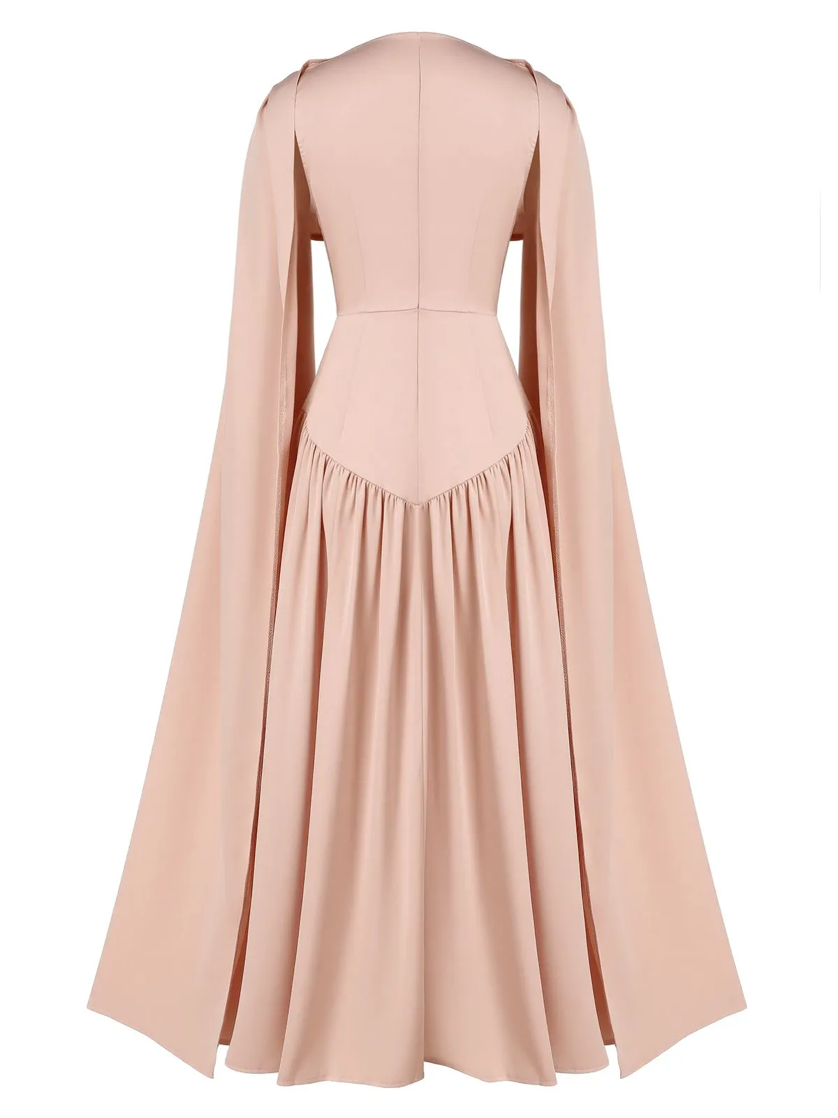 Beige 1950s Draped Renaissance Long Sleeve Maxi Dress sold by Retro Stage product image thumbnail 3