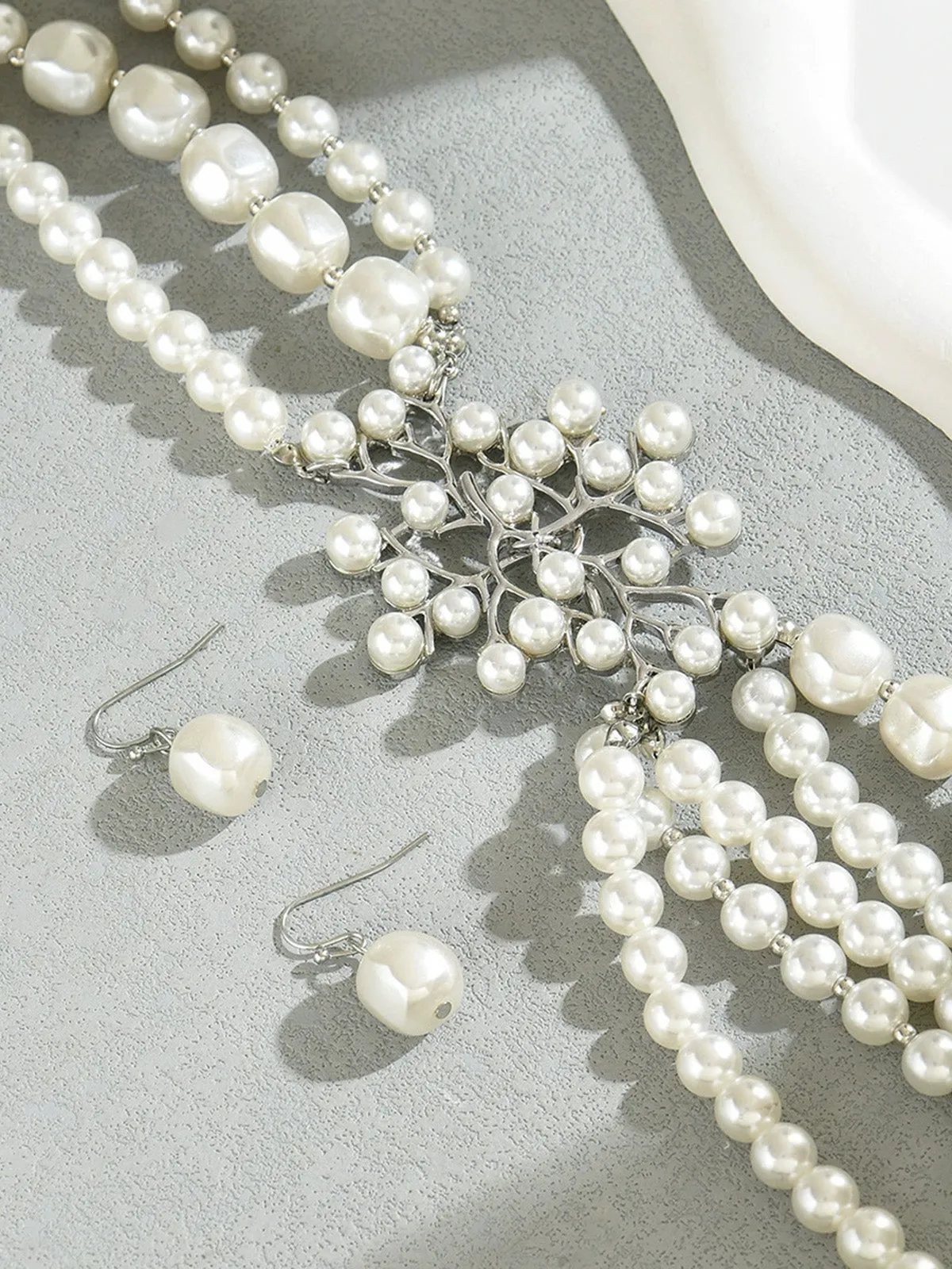 Vintage Layered Pearl Necklace and Earring Set sold by Retro Stage product image thumbnail 3