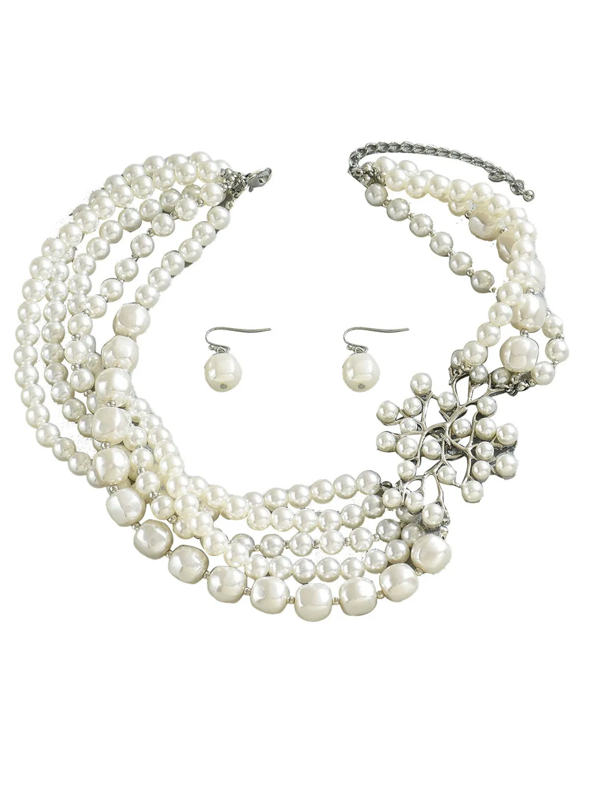 Vintage Layered Pearl Necklace and Earring Set sold by Retro Stage product image thumbnail 2