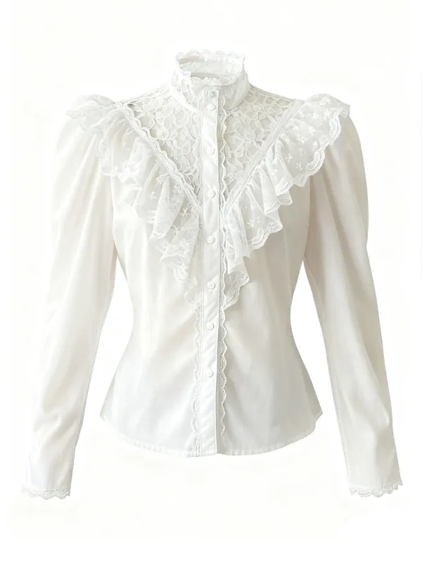 [Pre-Sale] White 1980s Lace Pure Cotton Blouse sold by Retro Stage