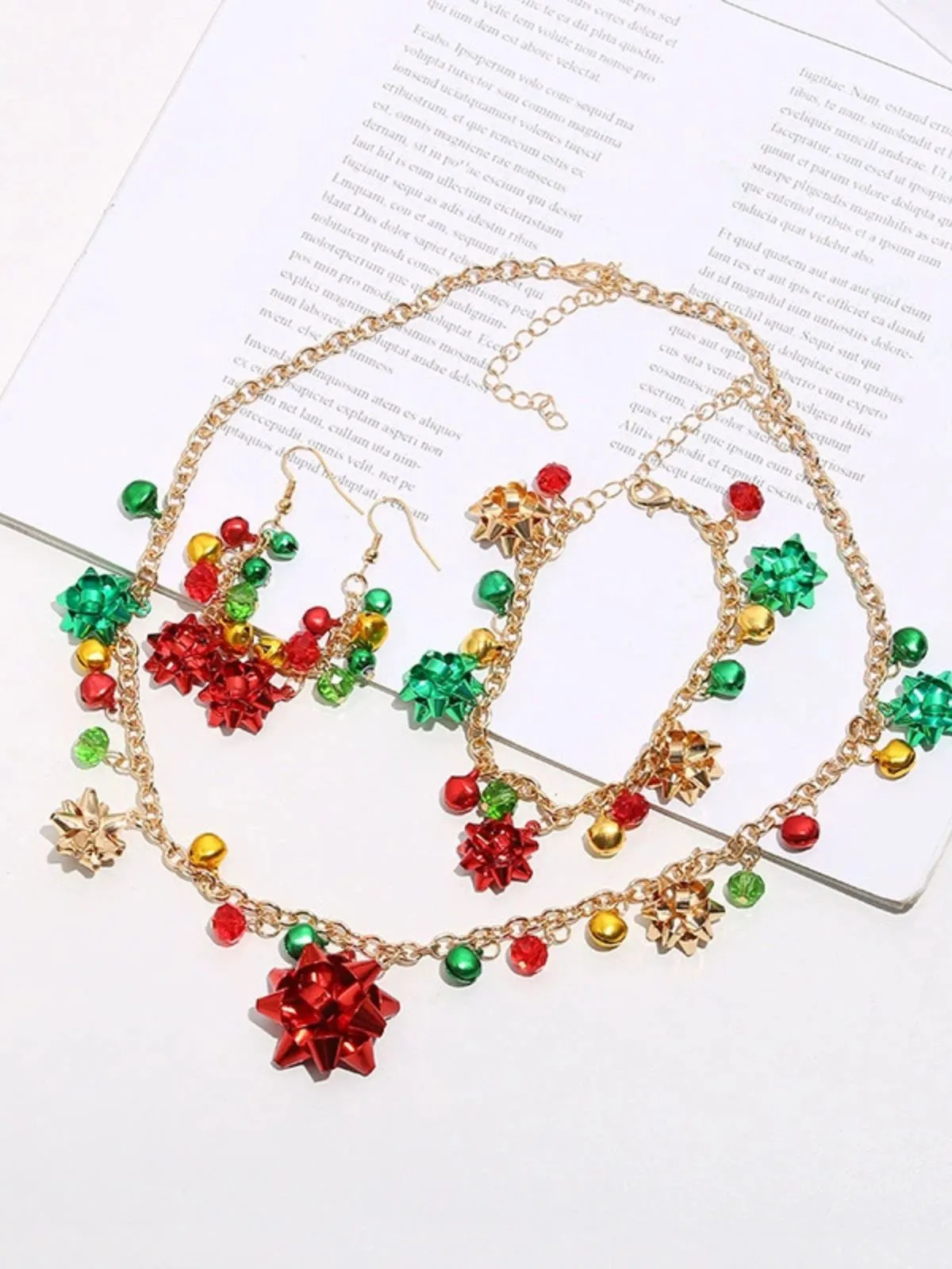 Christmas Flower Bell Necklace & Bracelet & Earring Set sold by Retro Stage product image thumbnail 4