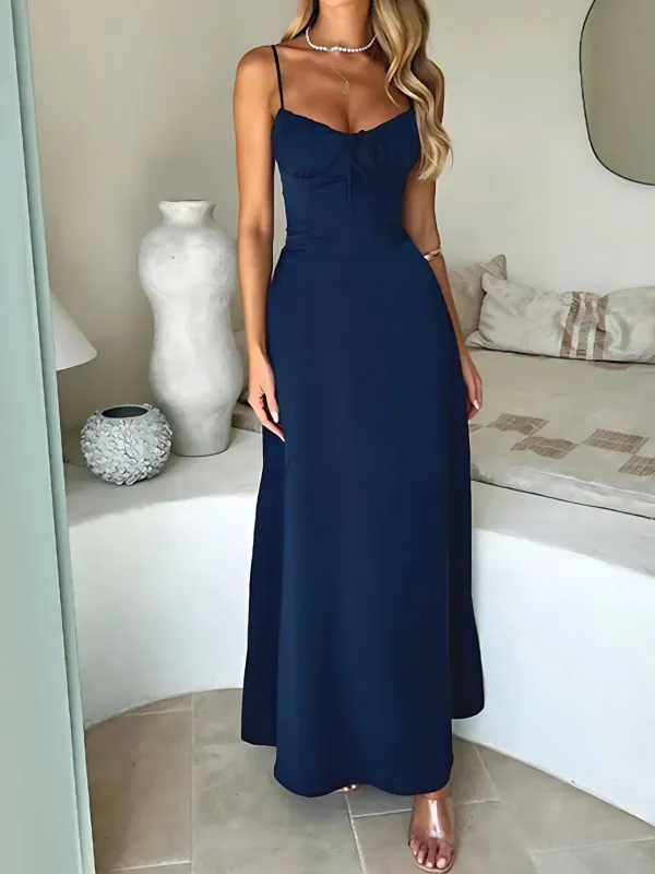 1930s Solid Spaghetti Strap Lace-Up Maxi Dress sold by Retro Stage