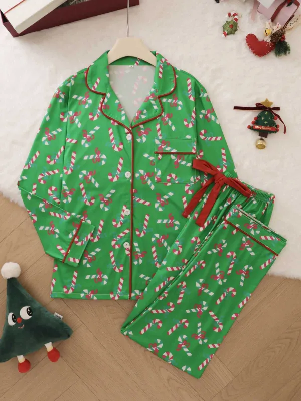 1950s Christmas Candy Cane Pajama Set sold by Retro Stage