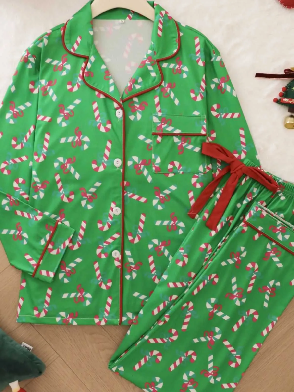 1950s Christmas Candy Cane Pajama Set sold by Retro Stage product image thumbnail 5