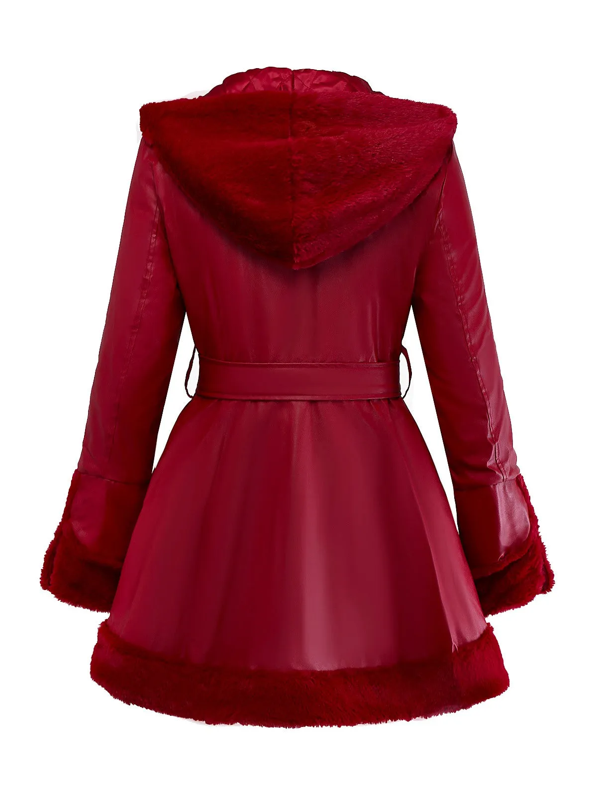 1950s Leather Fur Collar Hooded Coat sold by Retro Stage product image thumbnail 2