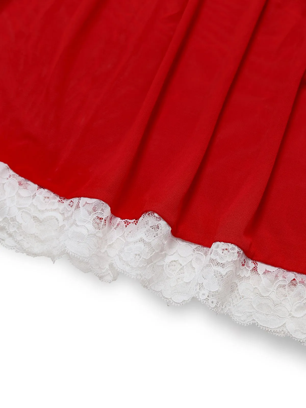 Red 1950s Ruffle Strap Lace Sheer Nightdress sold by Retro Stage product image thumbnail 5