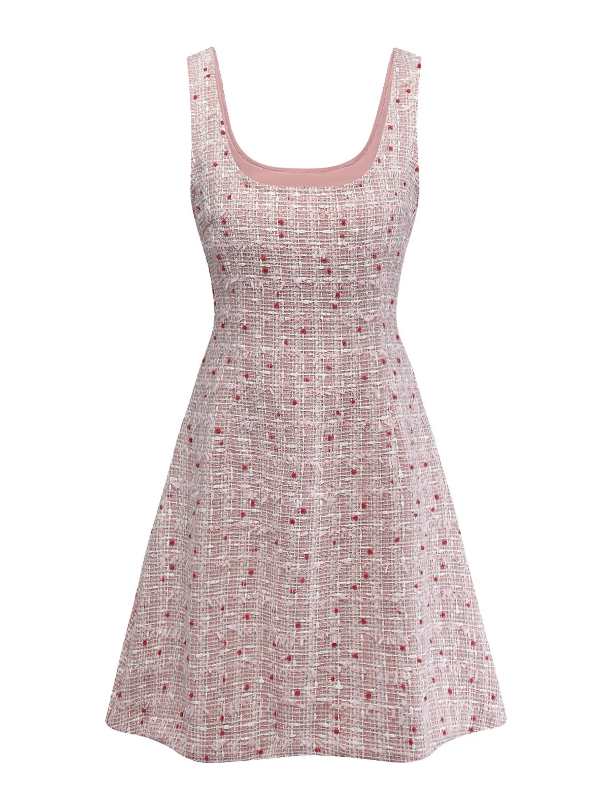 Pink 1960s Plaid Tweed Mini Pinafore Dress sold by Retro Stage product image thumbnail 2