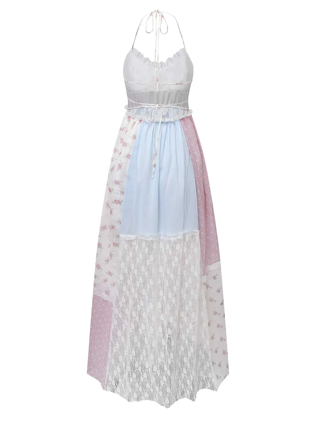 1970s Halter Boho Floral Lace Maxi Dress sold by Retro Stage product image thumbnail 2