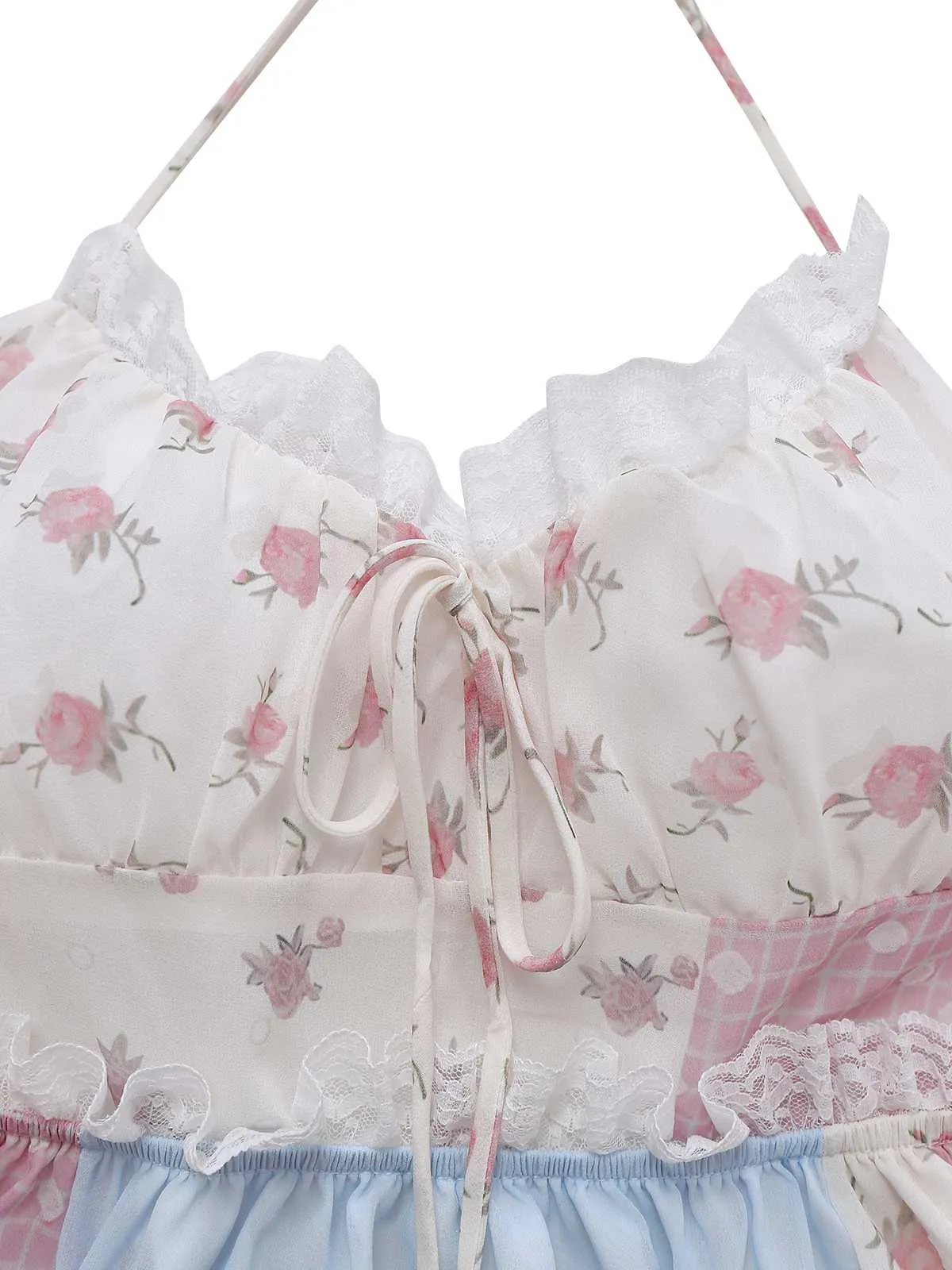 1970s Halter Boho Floral Lace Maxi Dress sold by Retro Stage product image thumbnail 3