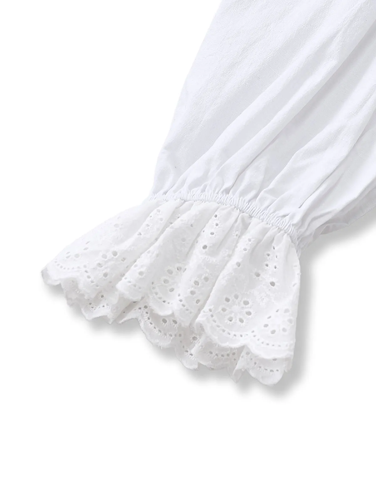 White 1960s Puff Sleeve Bow Tie Blouse sold by Retro Stage product image thumbnail 5