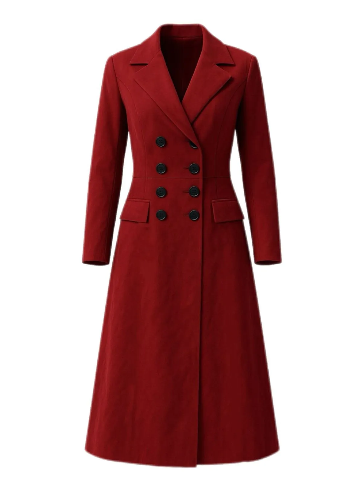 Burgundy 1930s Double Breasted Long Trench Coat sold by Retro Stage