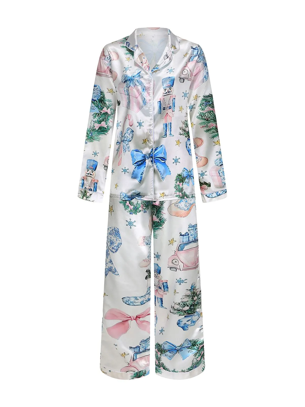 Blue 1940s Christmas Nutcracker Candy Cane Pajama Set sold by Retro Stage product image thumbnail 2