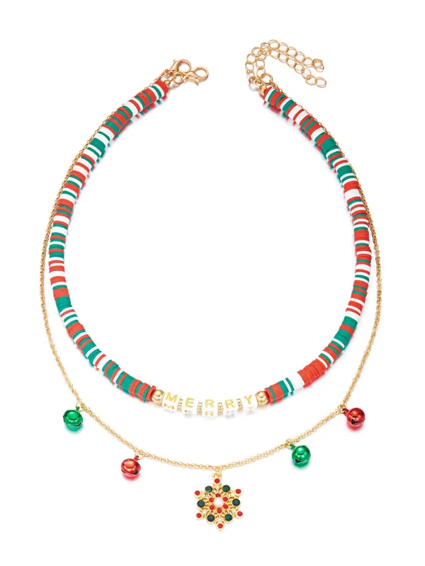 Christmas Layered Beaded Bells Necklace sold by Retro Stage