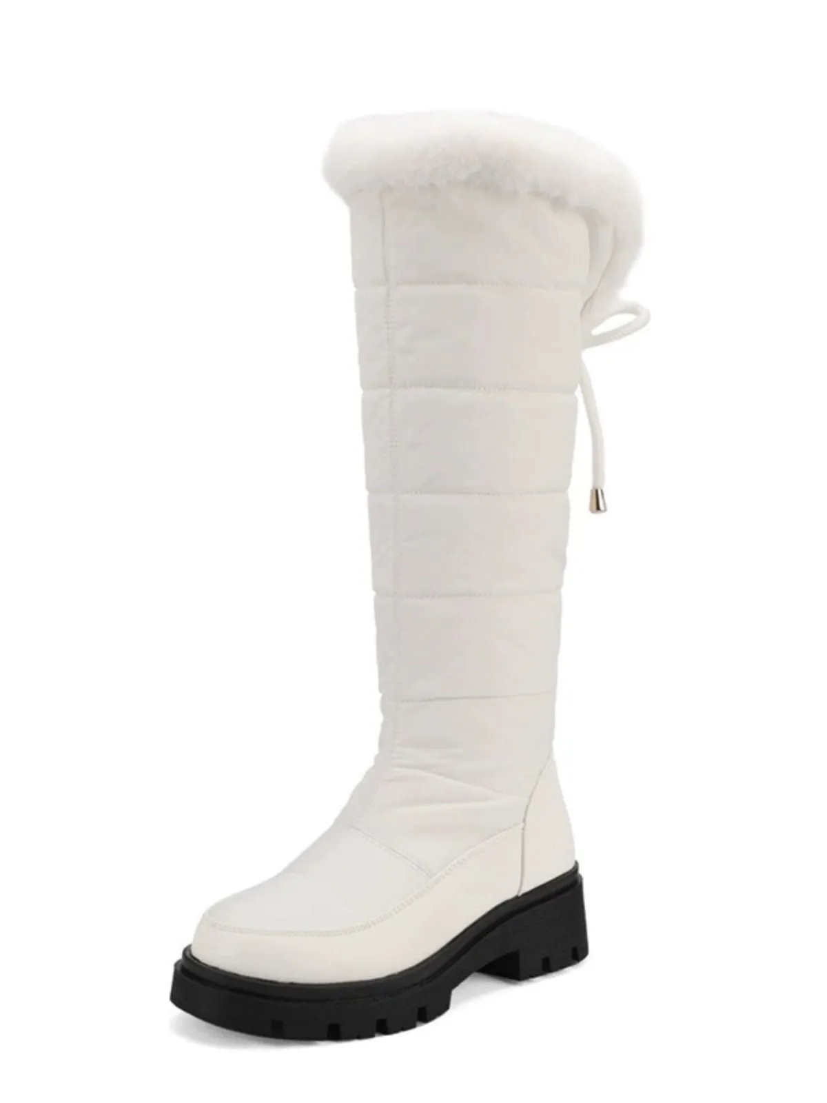 Faux Fur Knee High Snow Down Fabric Boots sold by Retro Stage product image thumbnail 2