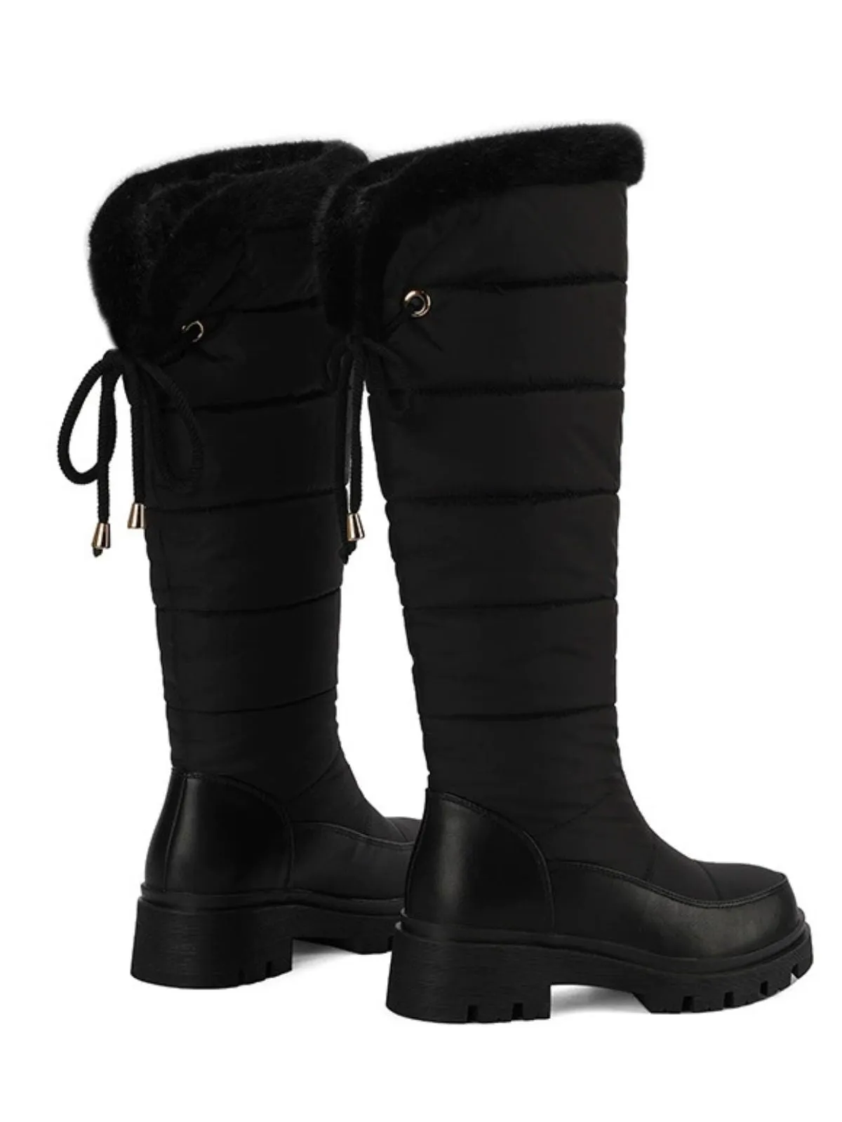 Faux Fur Knee High Snow Down Fabric Boots sold by Retro Stage product image thumbnail 4
