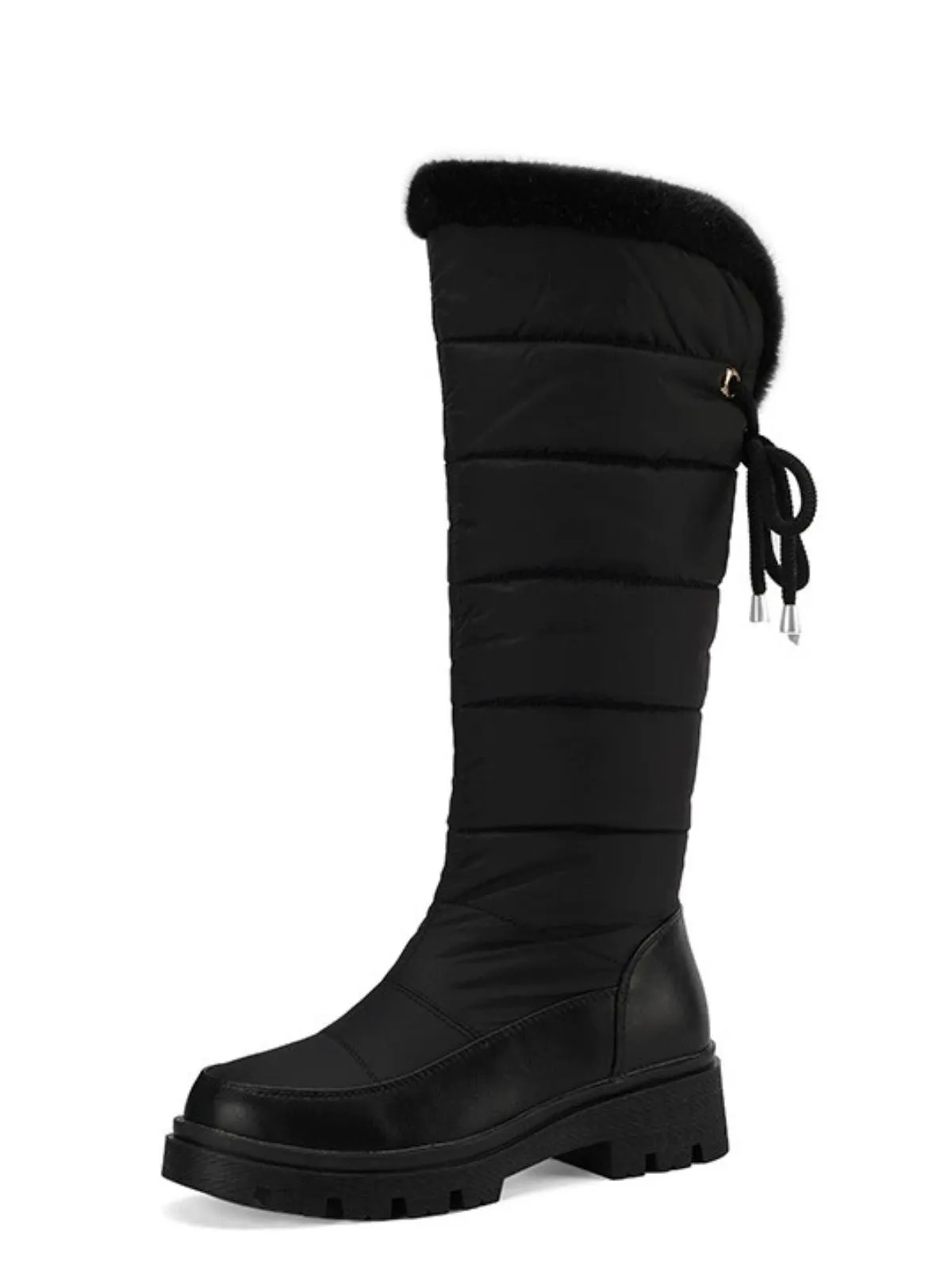 Faux Fur Knee High Snow Down Fabric Boots sold by Retro Stage product image thumbnail 3