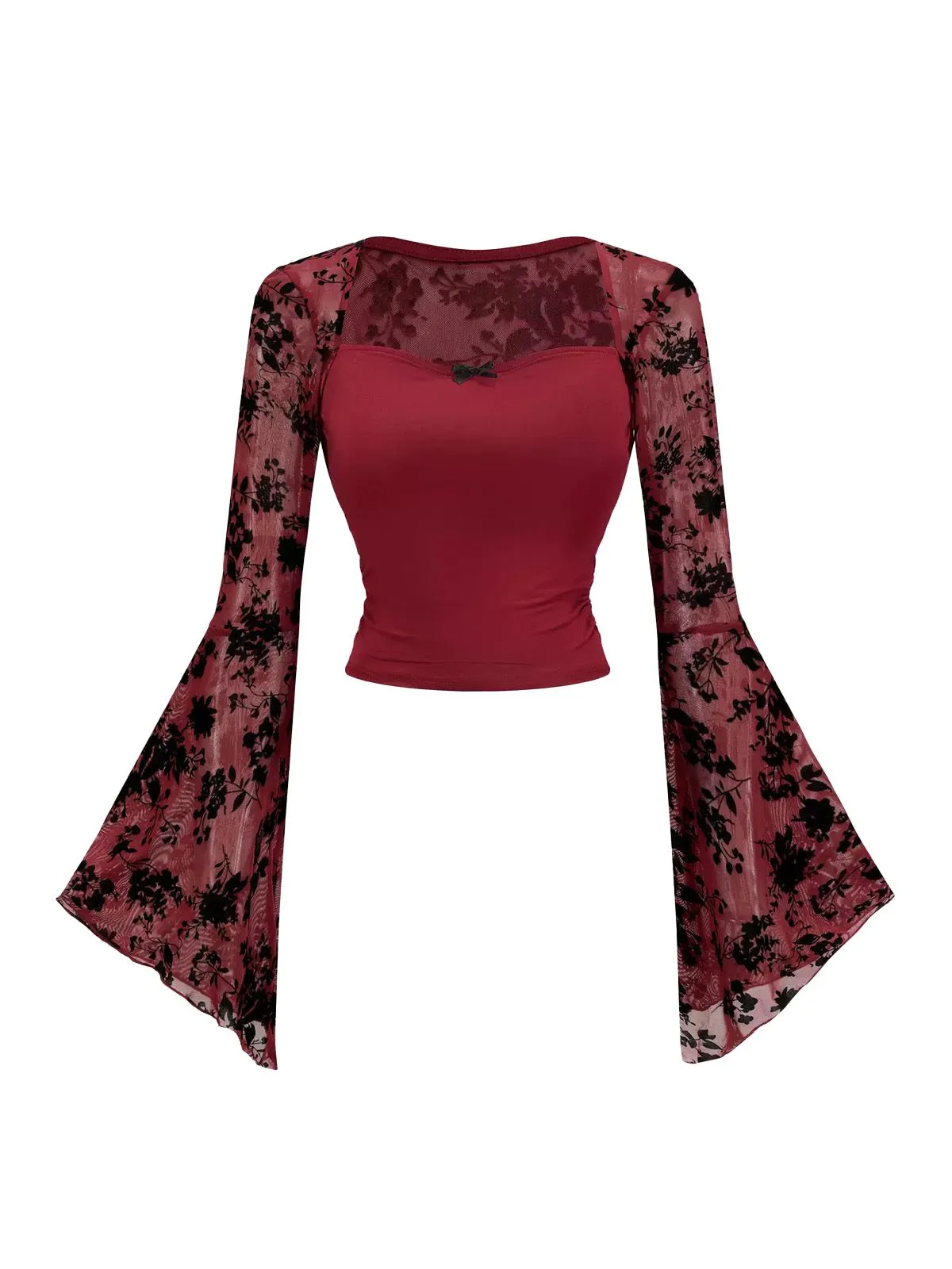 1980s Gothic Lace Mesh Bell Sleeve Top sold by Retro Stage product image thumbnail 4