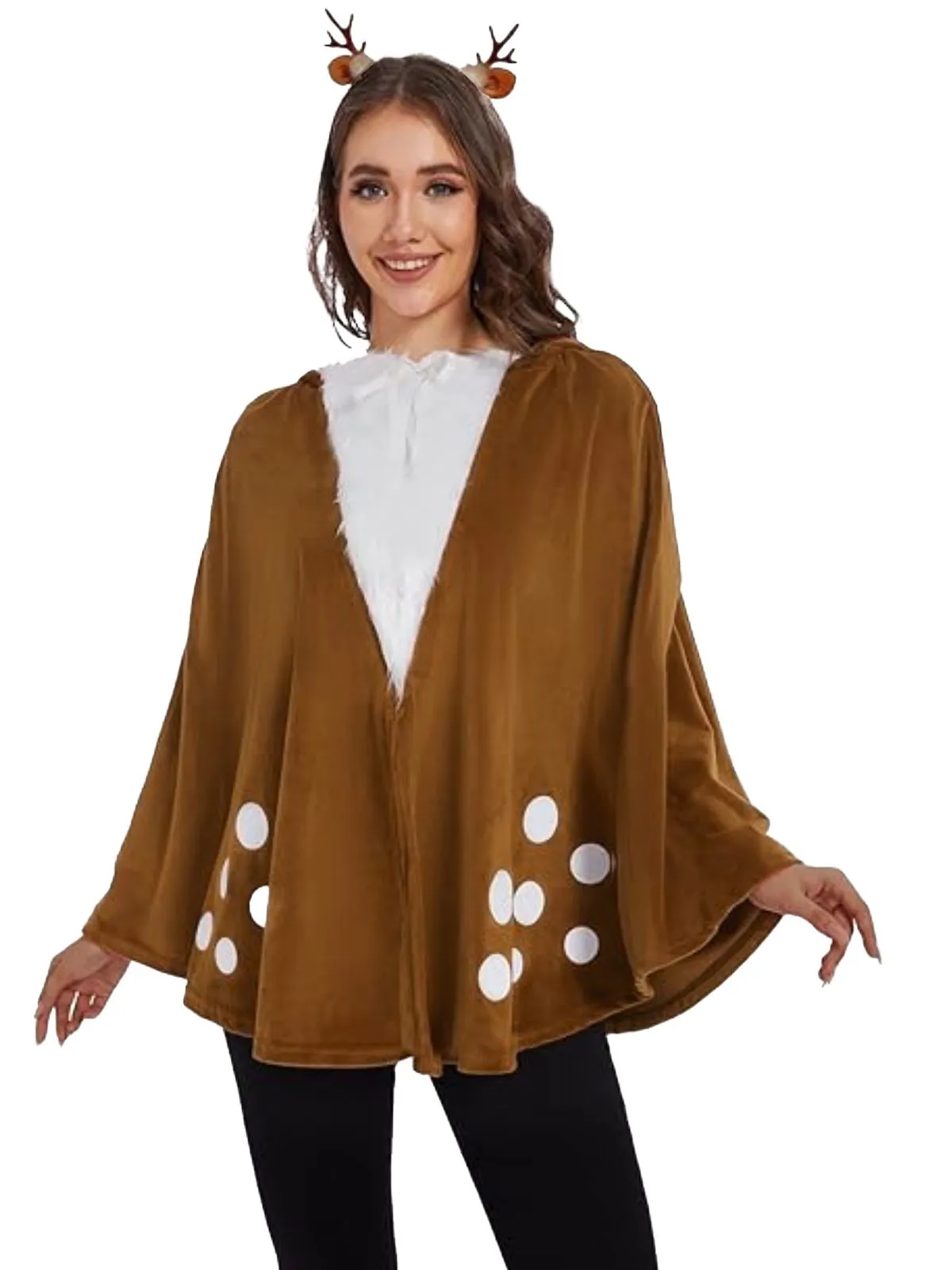 Brown 1940s Christmas Forest Deer Cape sold by Retro Stage product image thumbnail 2