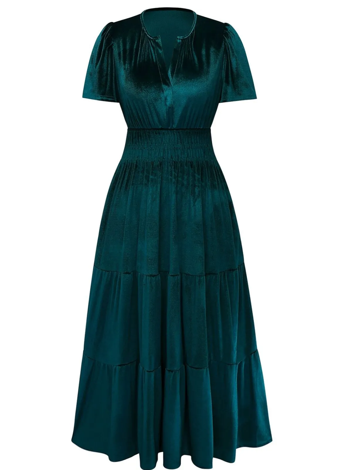 1930s Velvet Solid Short Sleeve Maxi Dress sold by Retro Stage product image thumbnail 2