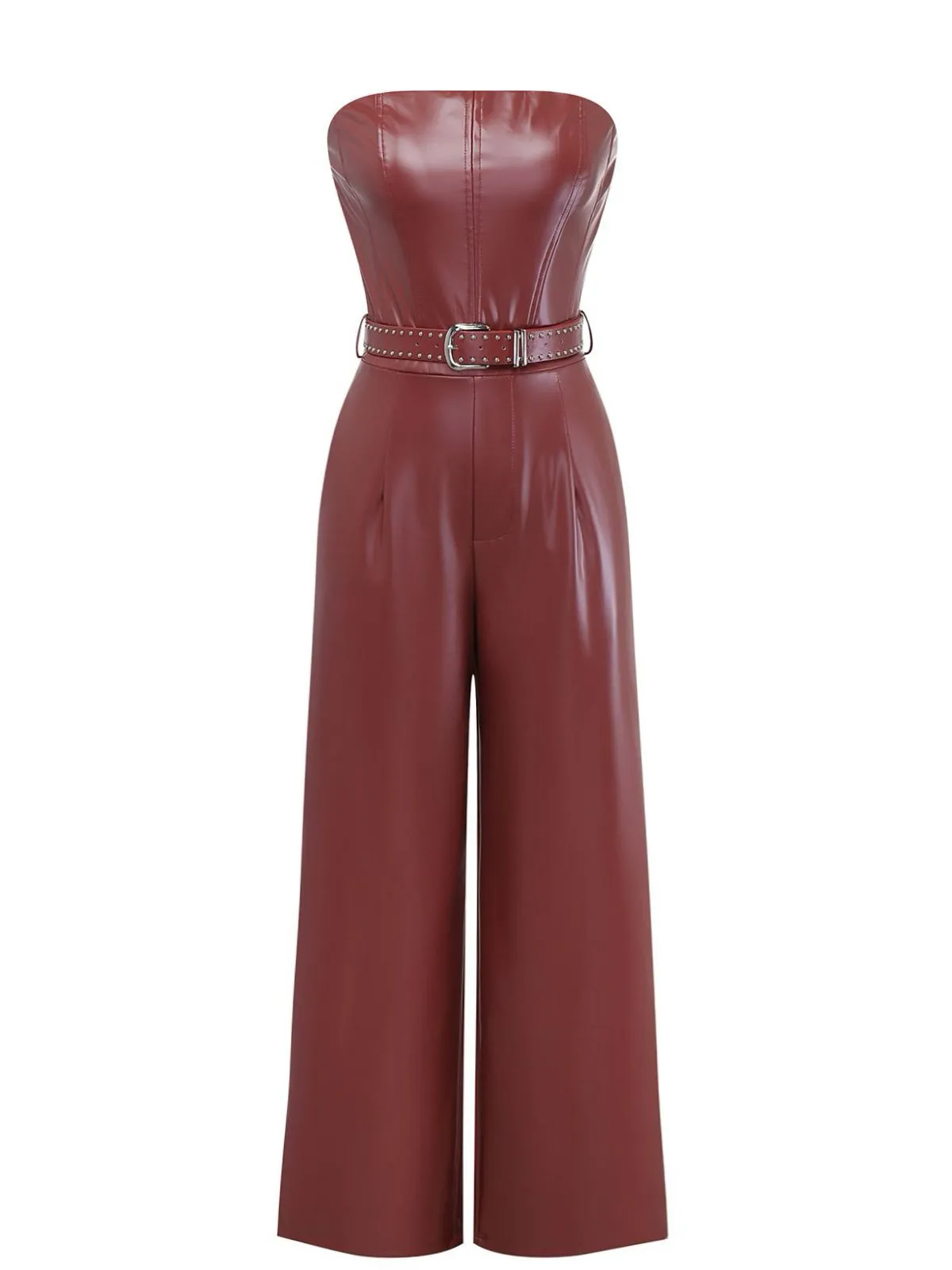 1940s PU Leather Belted Strapless Jumpsuit sold by Retro Stage product image thumbnail 2