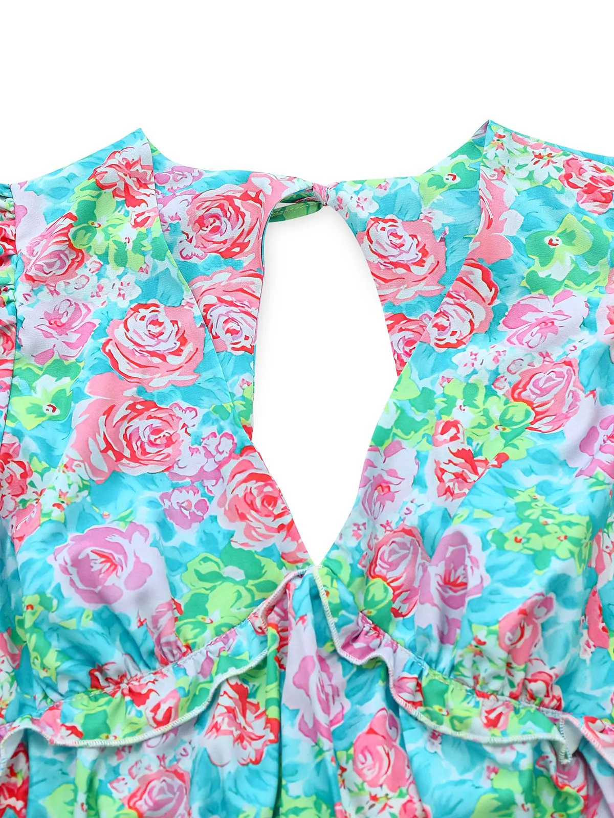 Green 1970s Boho Floral V-Neck Dress sold by Retro Stage product image thumbnail 5