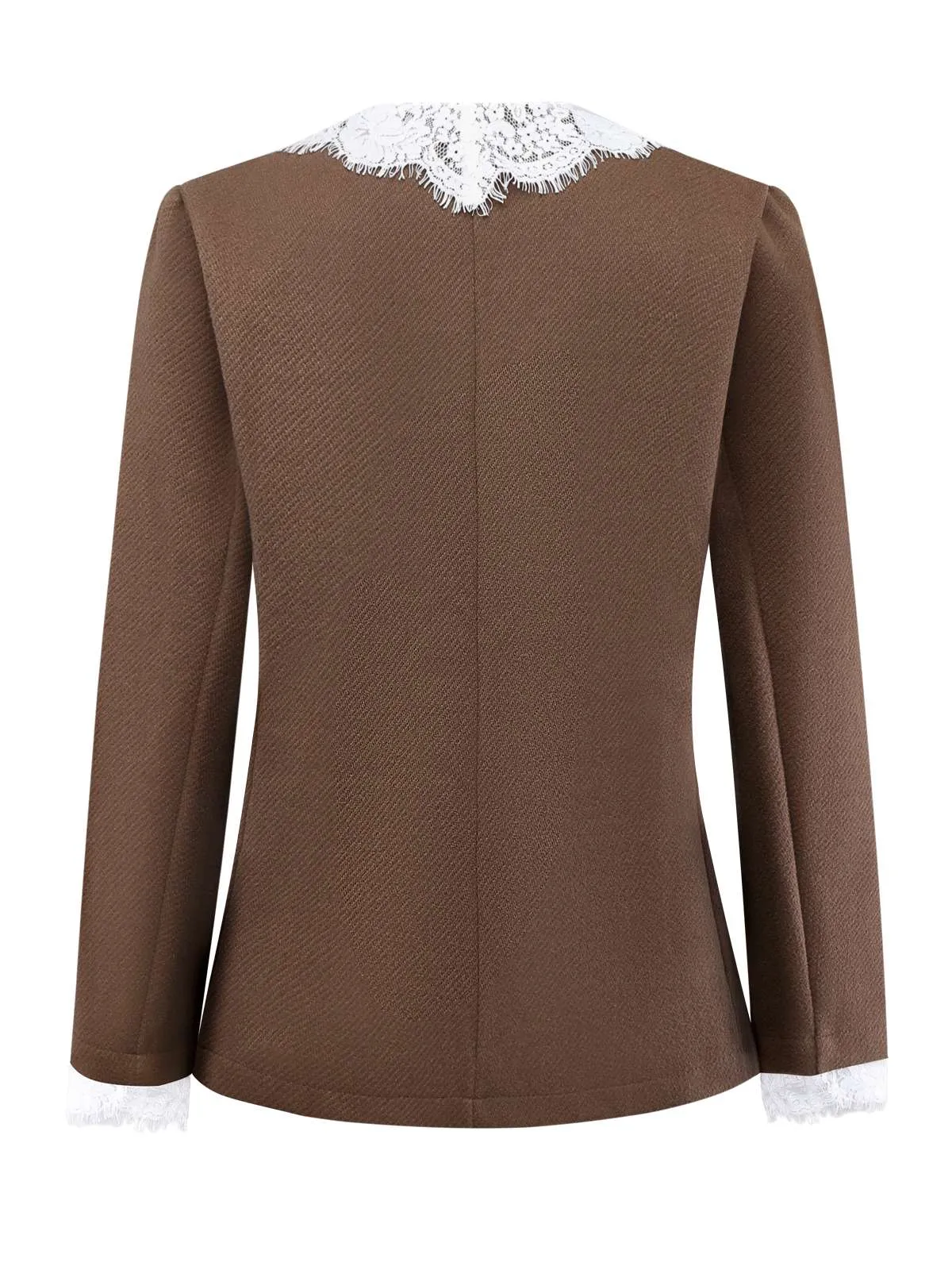 Brown 1950s Lace Patchwork Long Sleeve Button Jacket sold by Retro Stage product image thumbnail 2