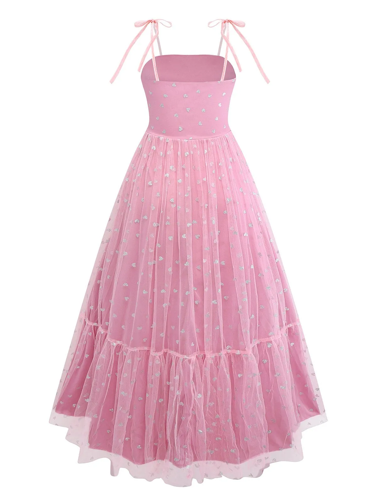 1930s Heart Silver Foil Tulle Spaghetti Strap Prom Dress sold by Retro Stage product image thumbnail 2