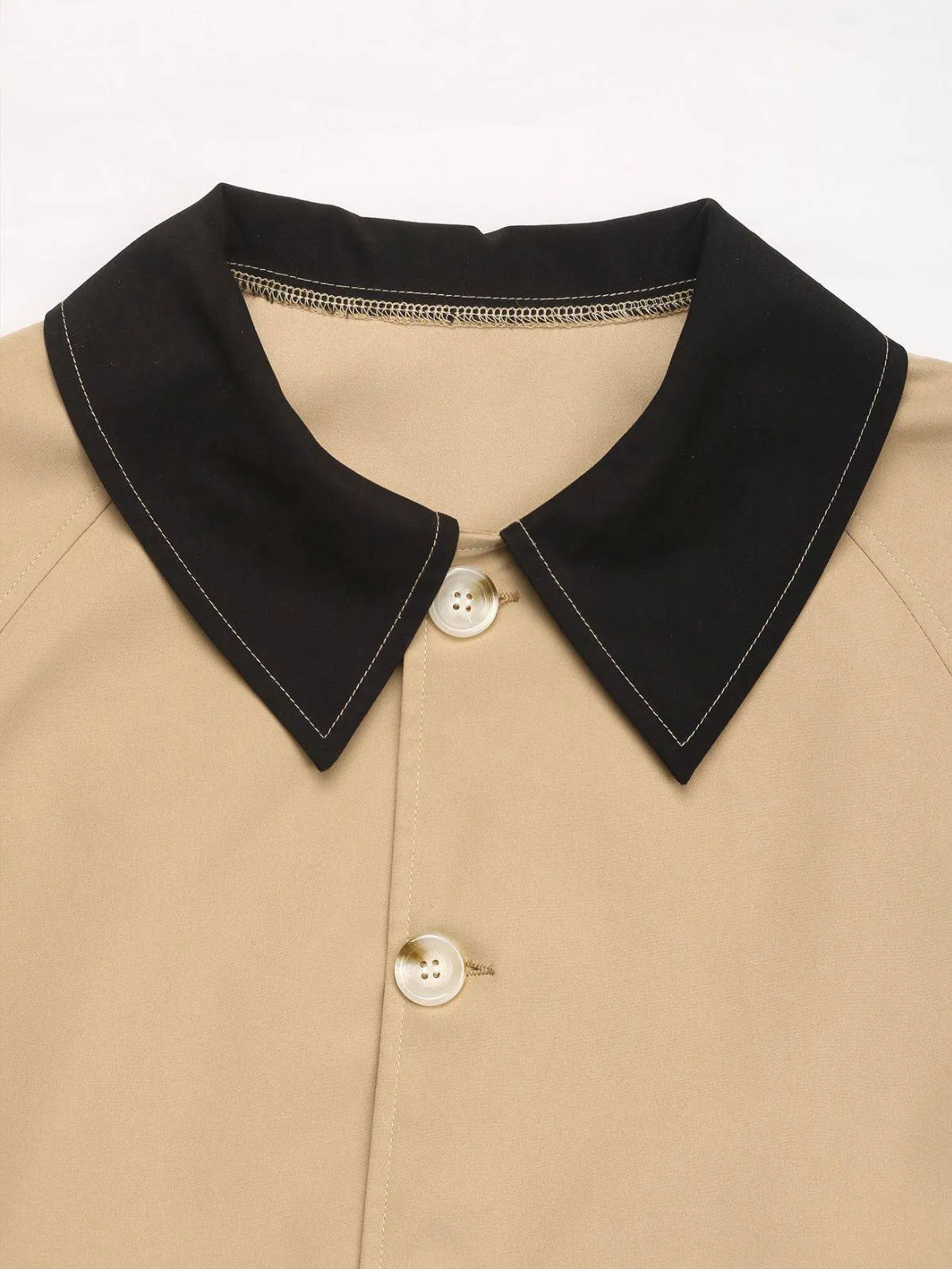 Khaki 1950s Contrast Rolled Cuff Lapel Jacket sold by Retro Stage product image thumbnail 4