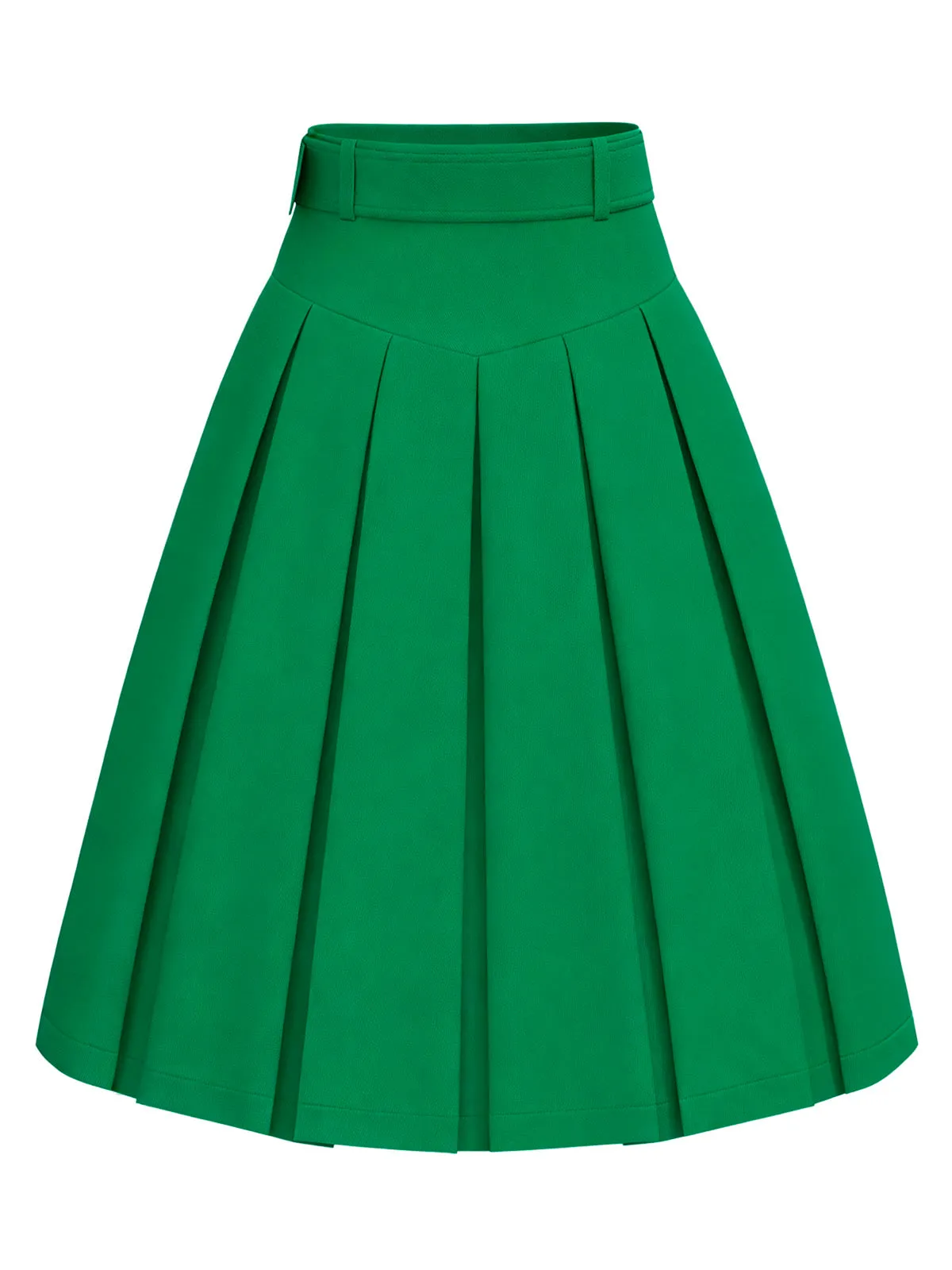 Green 1950s Bow Solid Belted Pleated Skirt sold by Retro Stage product image thumbnail 2