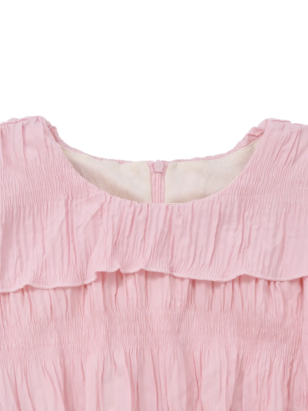 Pink 1950s Pleated Ruffled Collar Dress sold by Retro Stage product image thumbnail 3