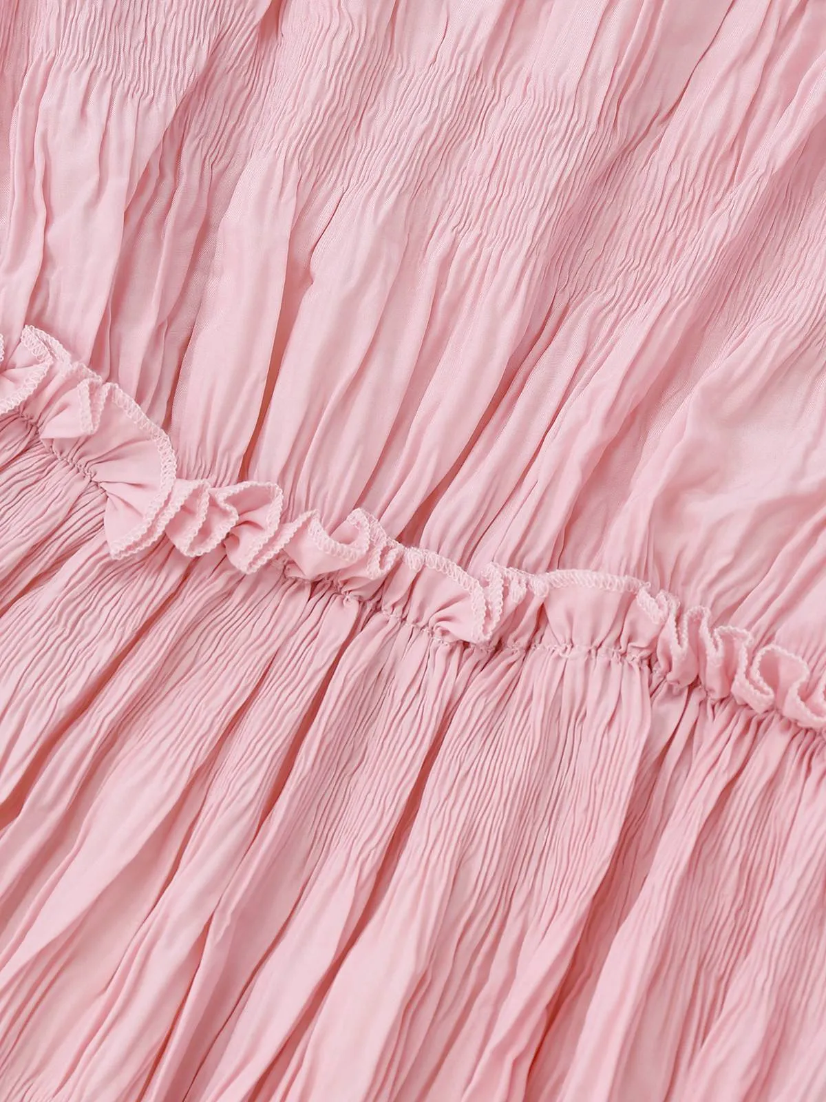 Pink 1950s Pleated Ruffled Collar Dress sold by Retro Stage product image thumbnail 5
