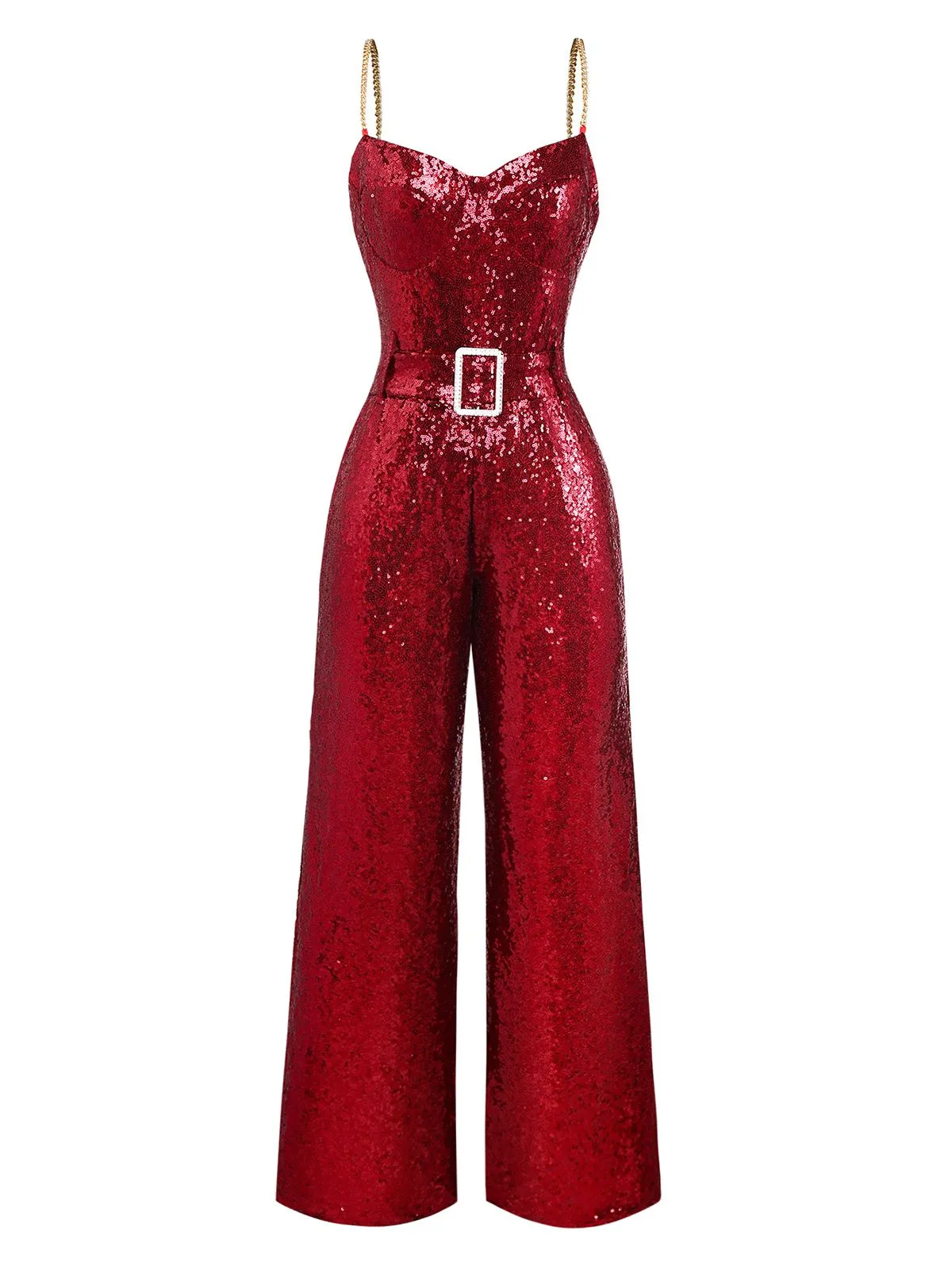 1970s Chain Strap Sequined Disco Jumpsuit sold by Retro Stage product image thumbnail 2
