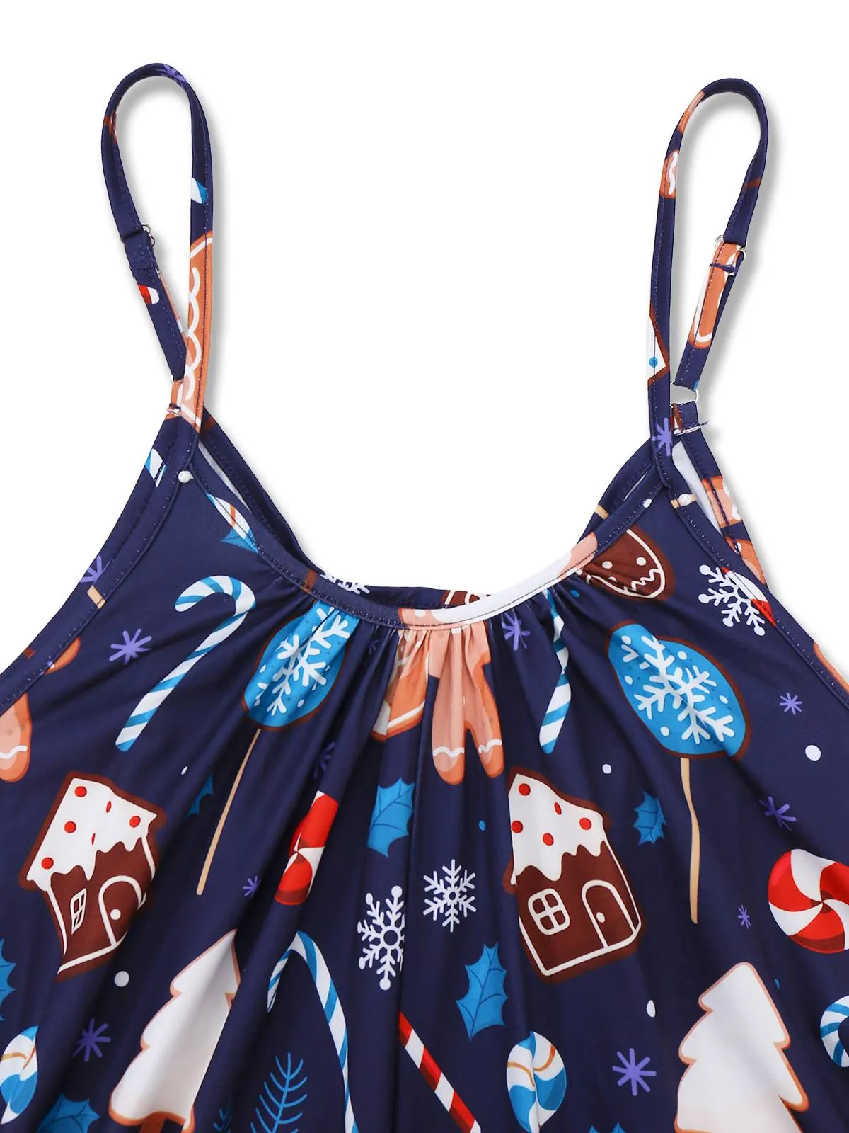 Blue 1930s Christmas Elements Printed Straps Jumpsuit sold by Retro Stage product image thumbnail 4